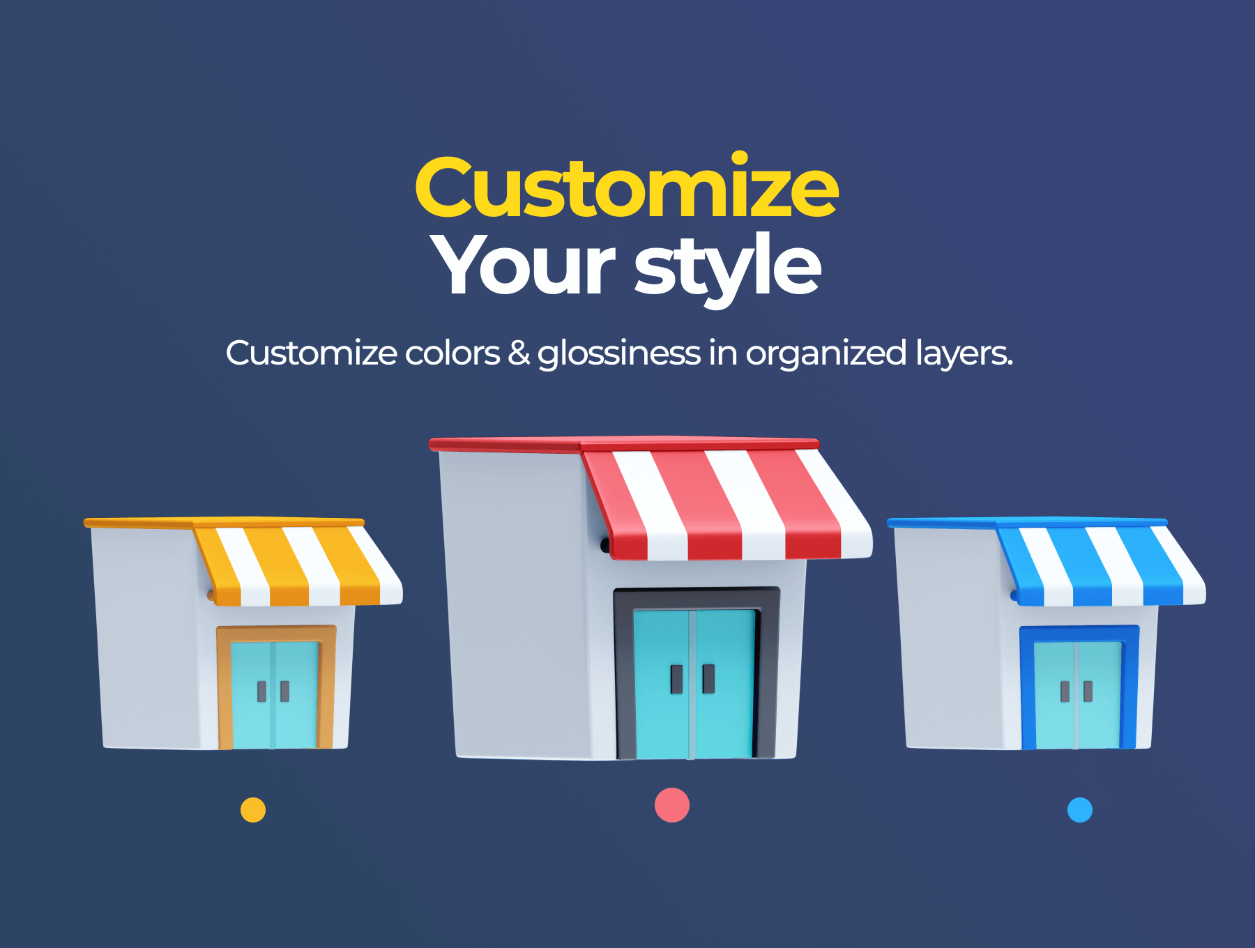 50多个可随意定制的3D杂货包ICON图标素材