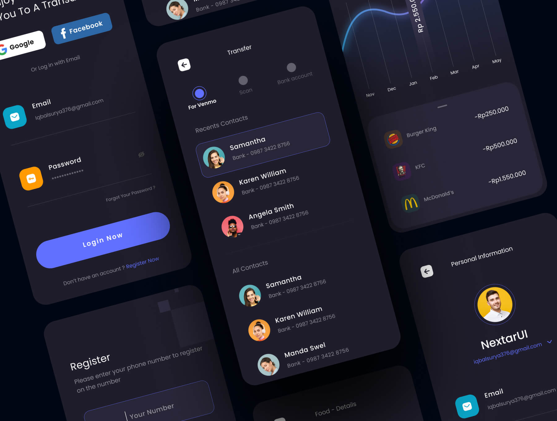 30个深色超酷电子钱包APP UI界面素材包