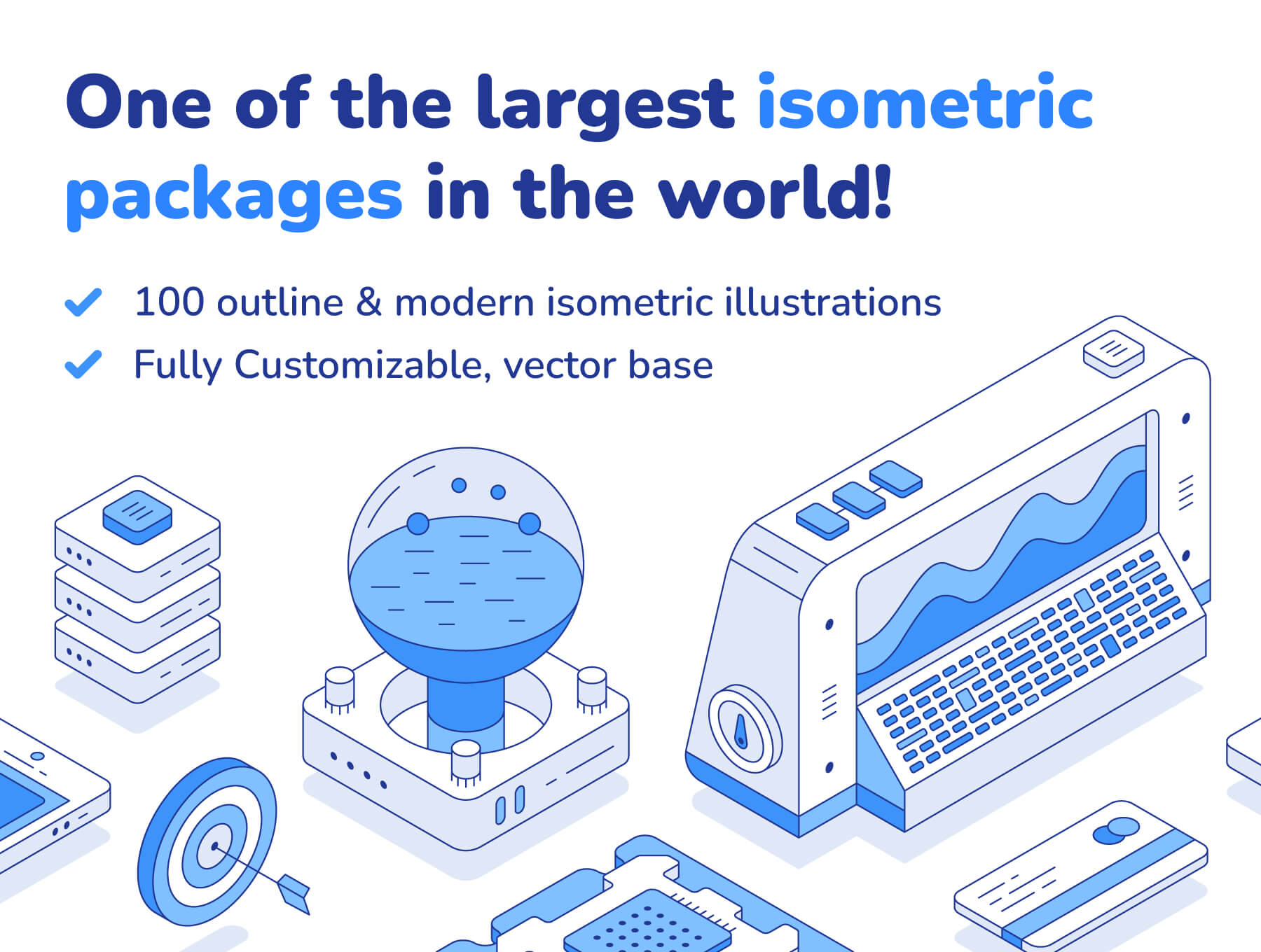 100个细节满满的2.5D矢量风格图标ICON素材