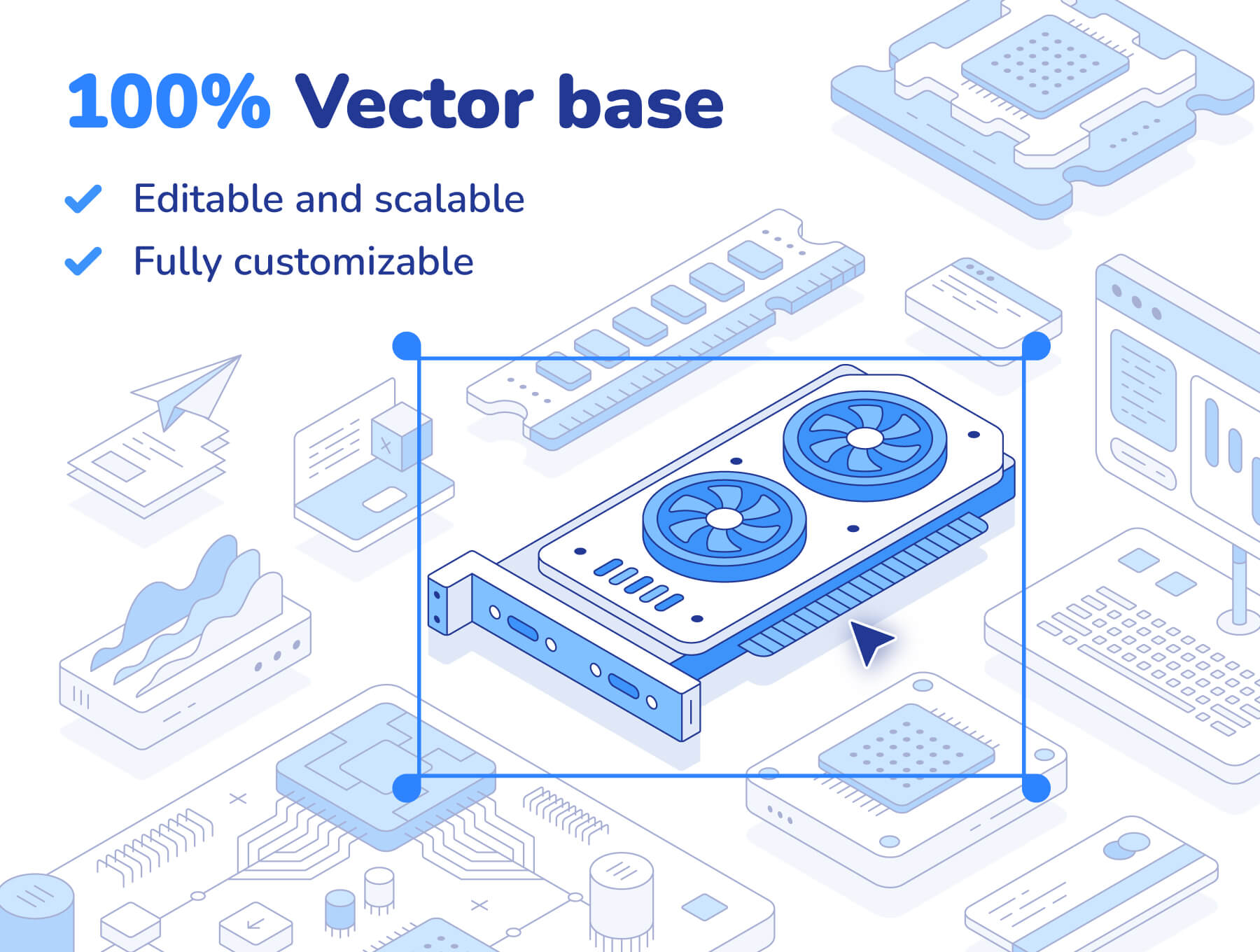 100个细节满满的2.5D矢量风格图标ICON素材