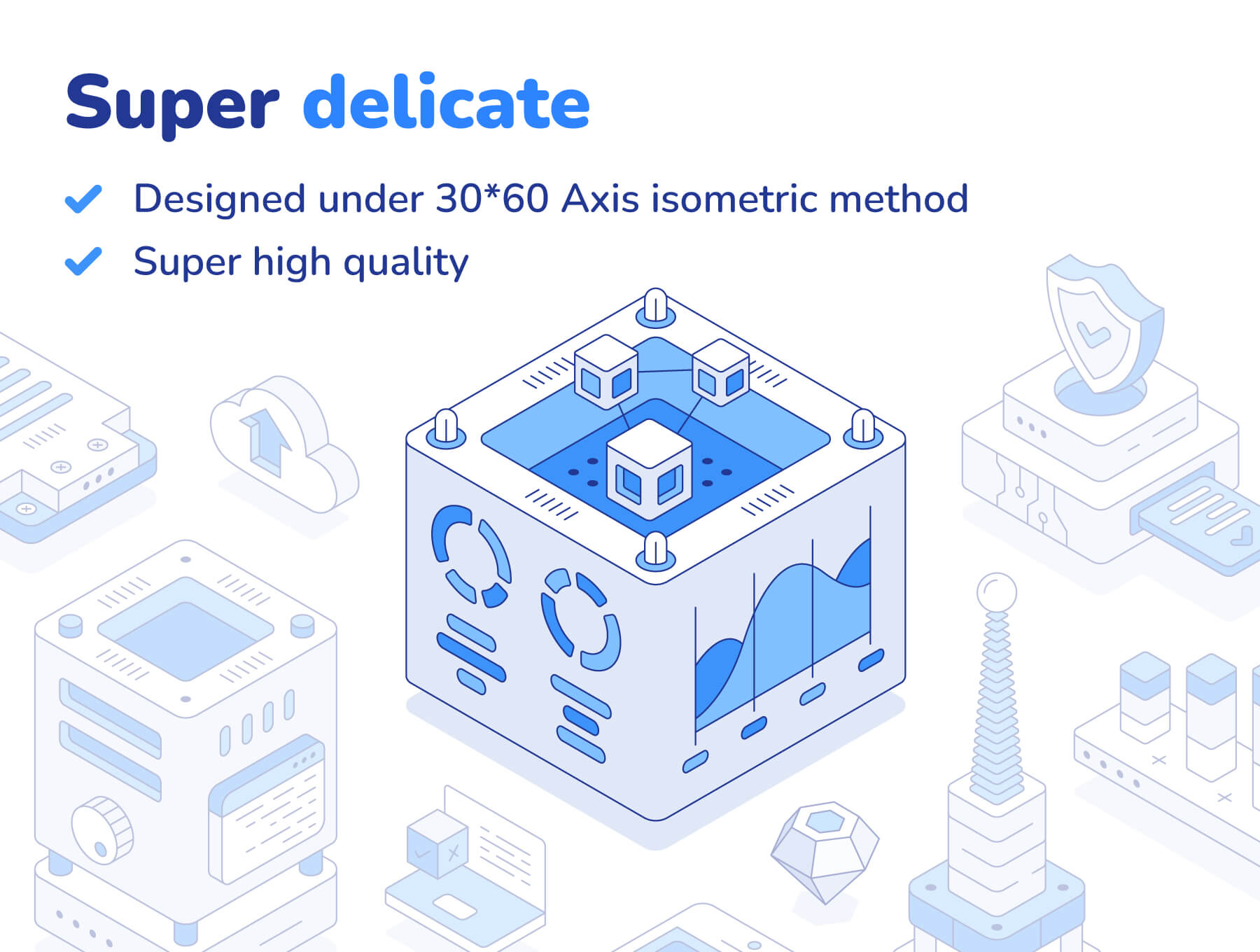 100个细节满满的2.5D矢量风格图标ICON素材
