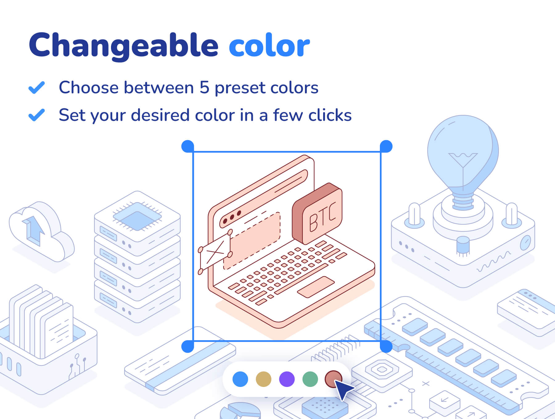 100个细节满满的2.5D矢量风格图标ICON素材