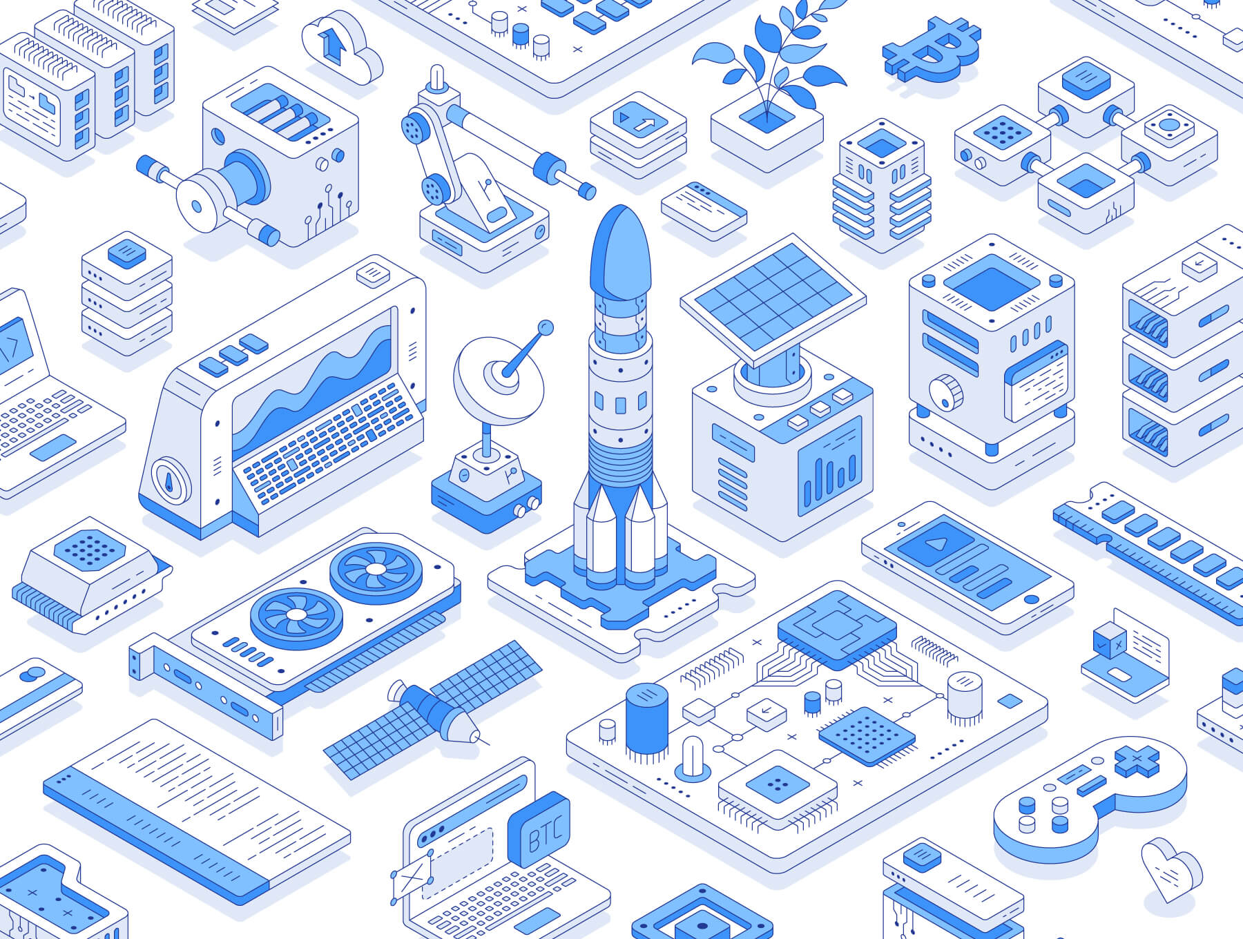 100个细节满满的2.5D矢量风格图标ICON素材