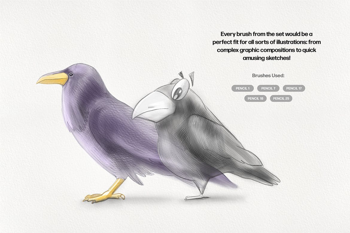 25支逼真铅笔效果 Procreate 笔刷素材下载