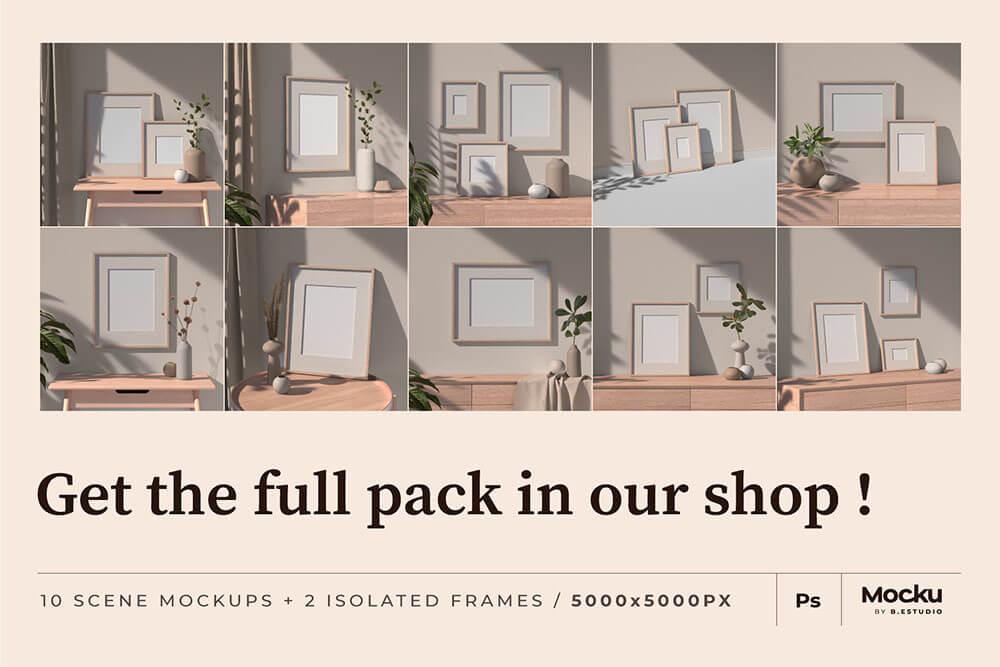 室内场景海报框架PSD样机素材