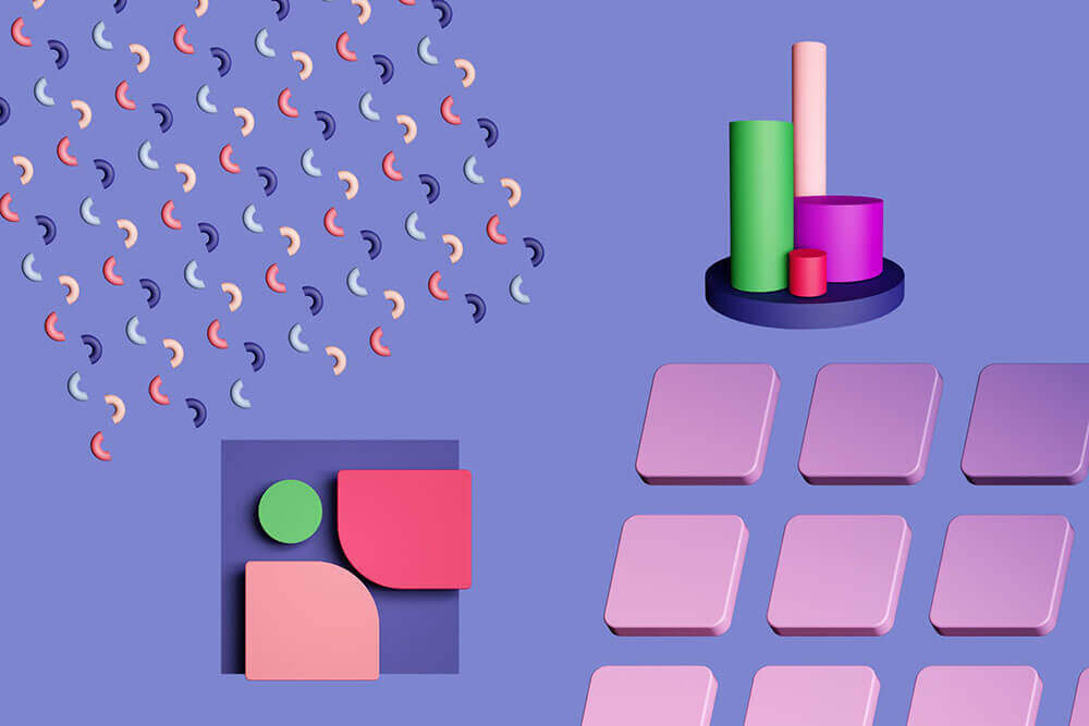 高分辨率3D几何对象素材包（JPG/PNG）