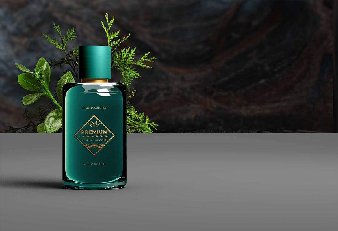 高端大气上档次香水包装场景设计PSD样机素材