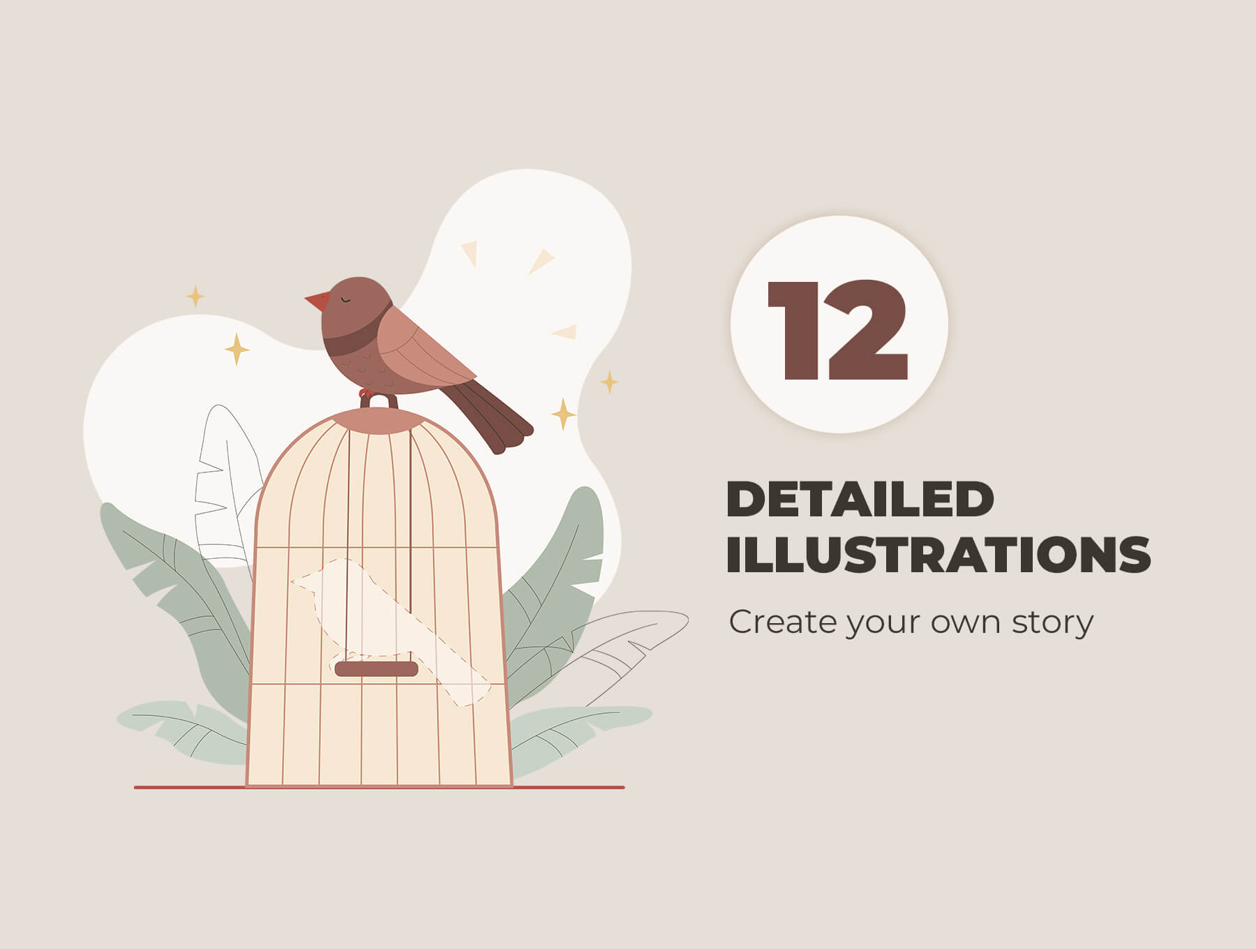 12个可爱矢量空状态插图设计(AI)