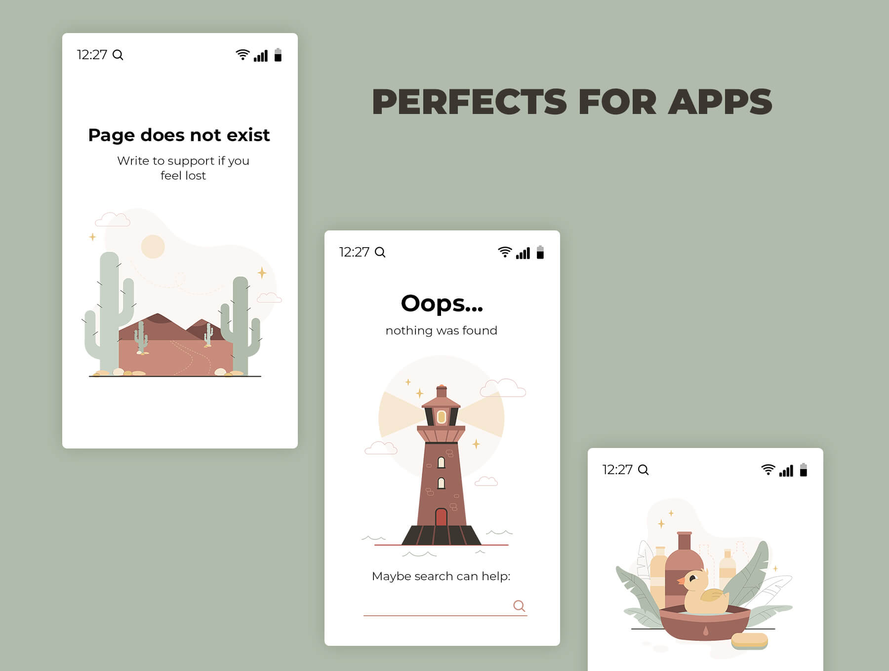 12个可爱矢量空状态插图设计(AI)