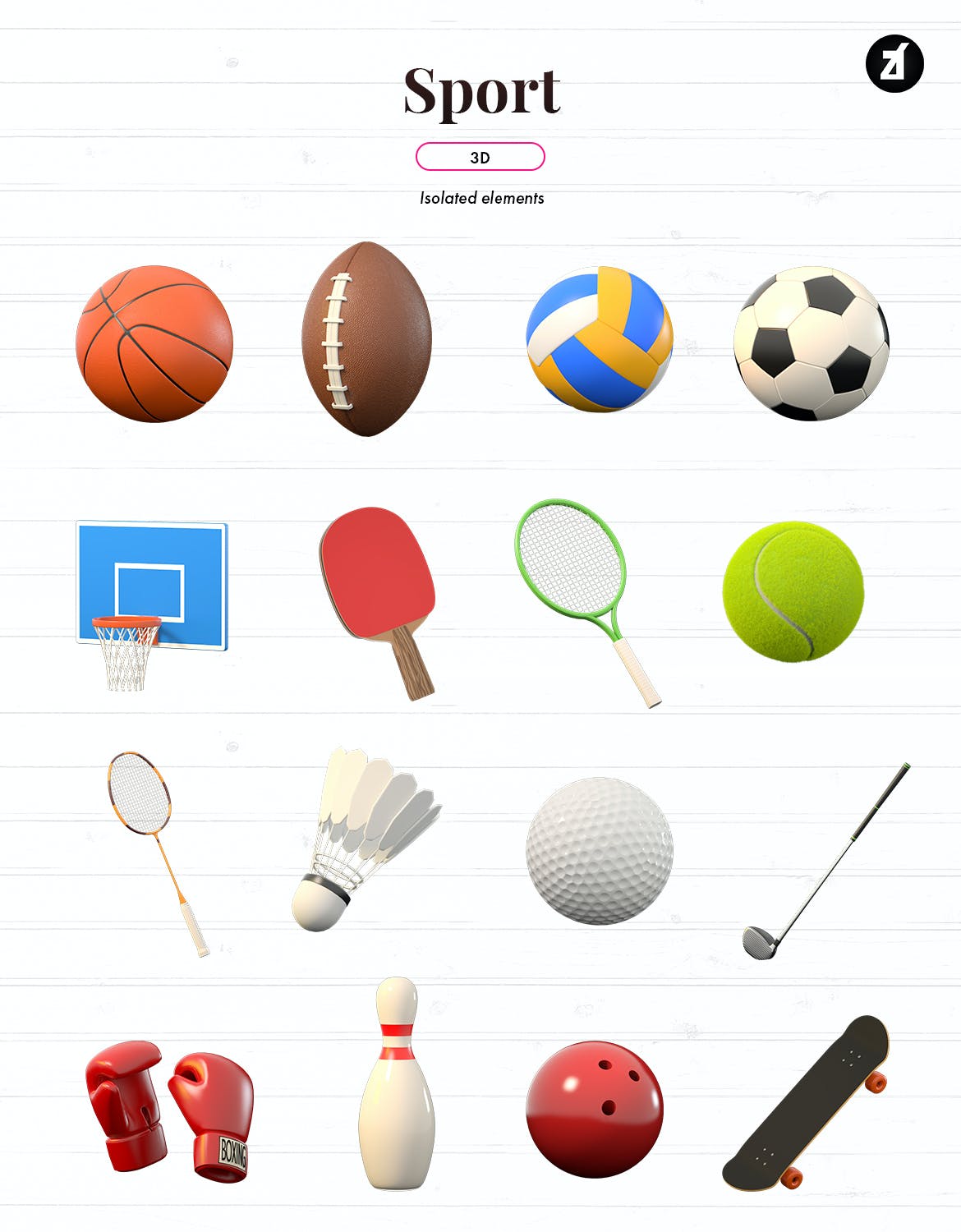 高端大气3D立体运动APP UI图标C4D图标ICON素材