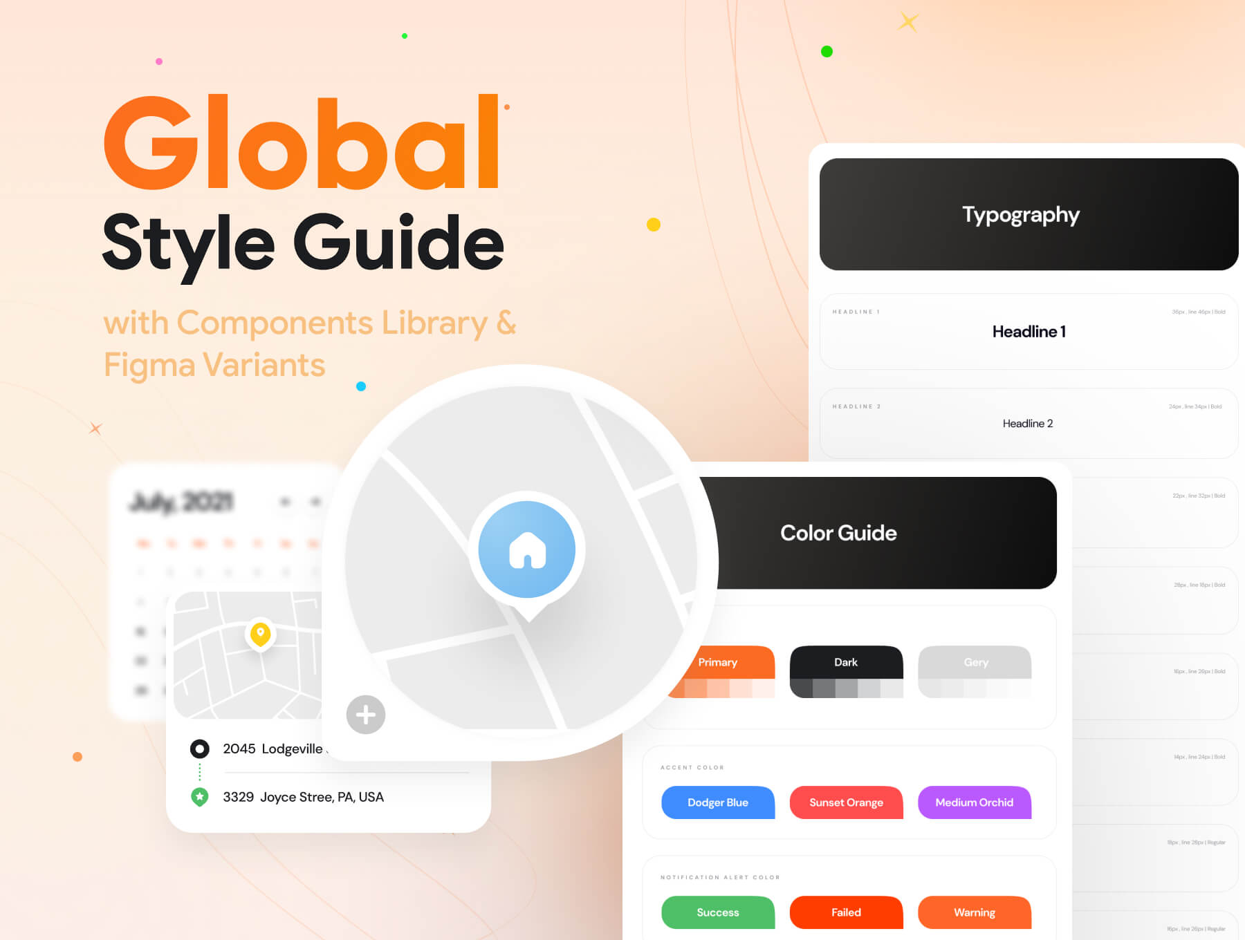 50+橙色家庭服务同城服务APP UI KIT素材包