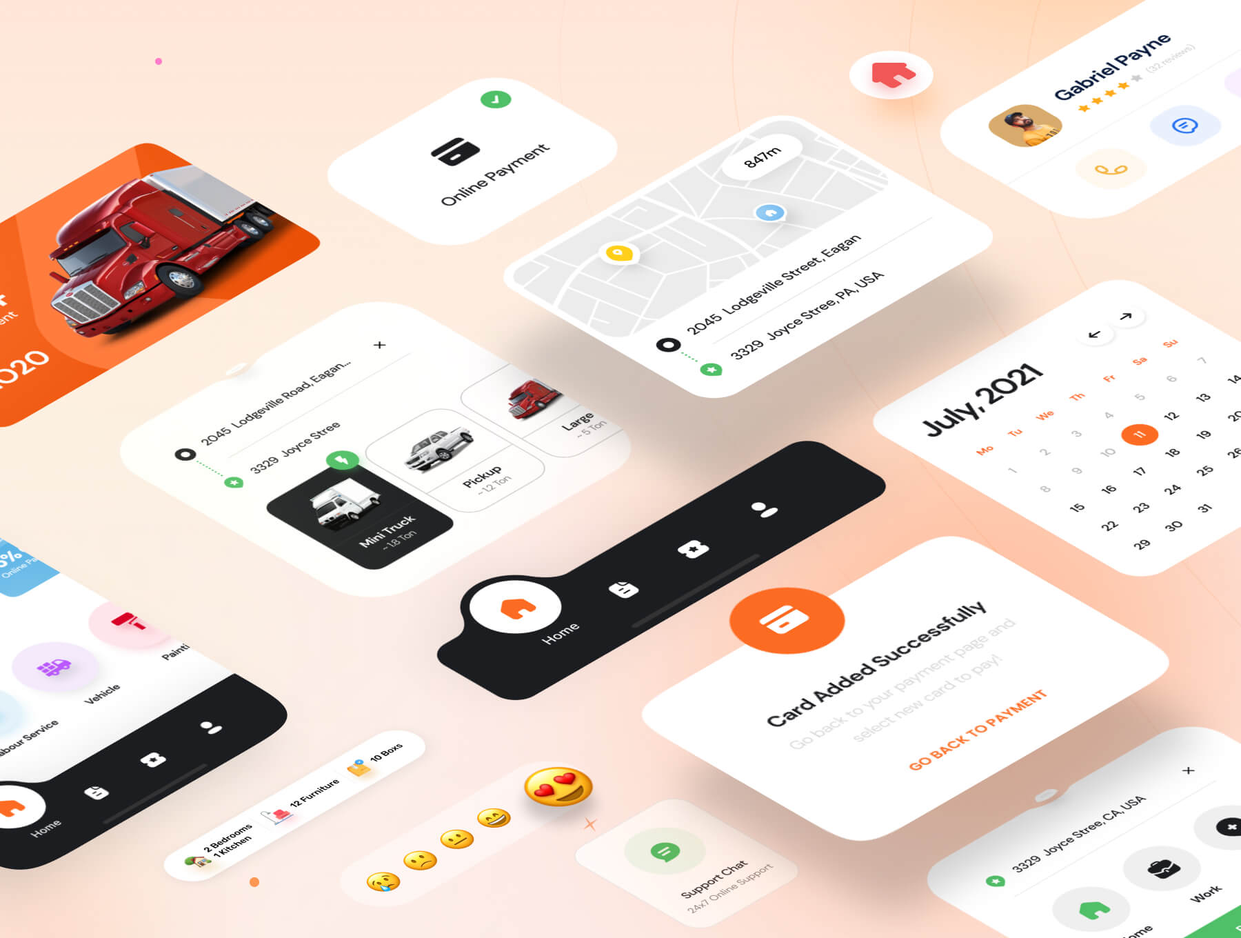 50+橙色家庭服务同城服务APP UI KIT素材包