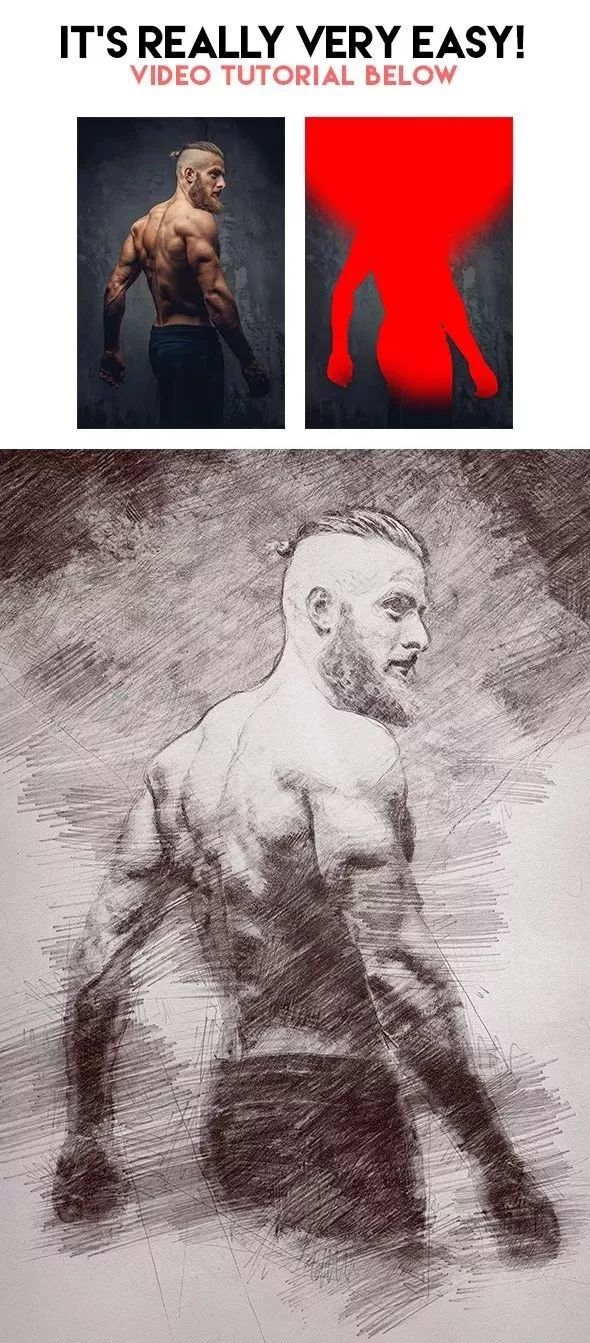 PS图片转手绘素描画动作，效果太逼真（含视频教程）