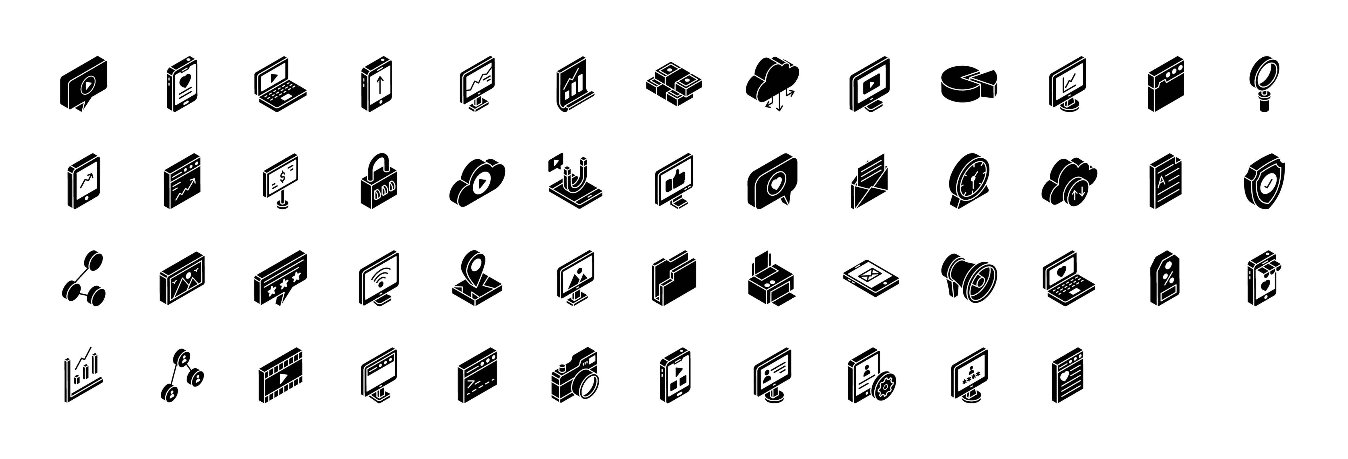 2000+独特风格线性等距图标素材包合集