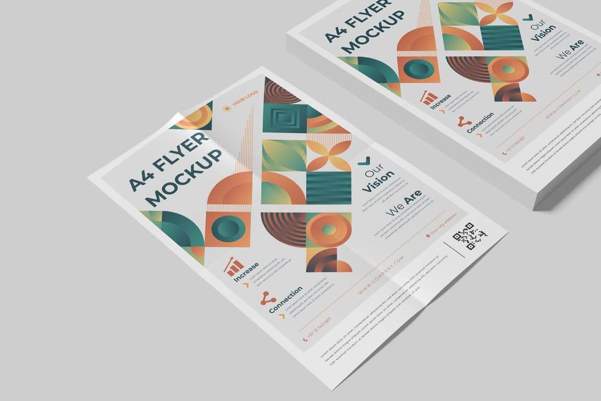 一套简约清新海报设计VI样机PSD展示素材模型