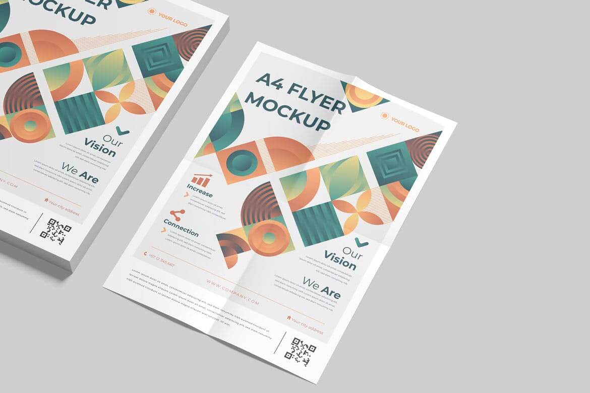 一套简约清新海报设计VI样机PSD展示素材模型