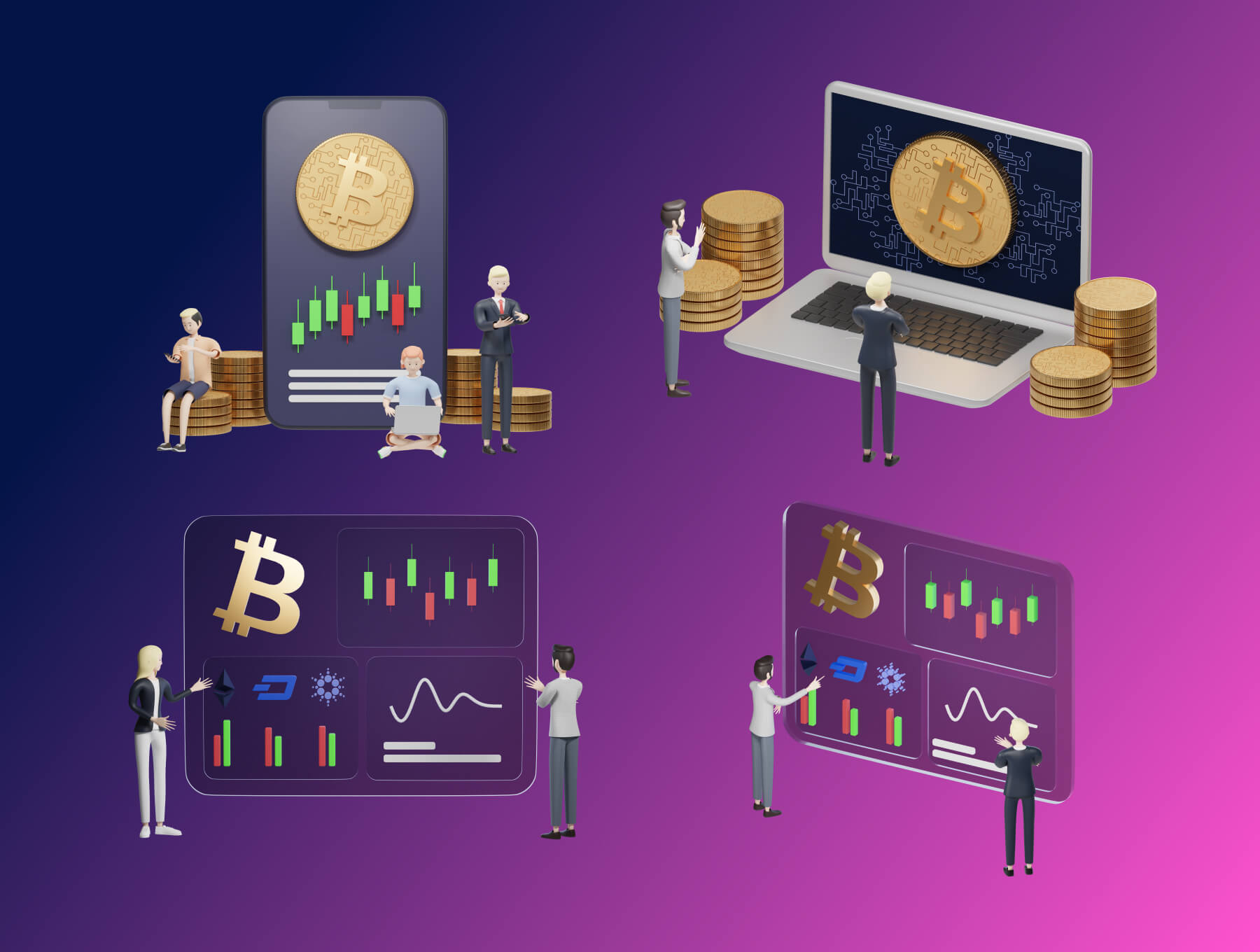 8种不同角色3D元素对象3D角色包加密插图素材