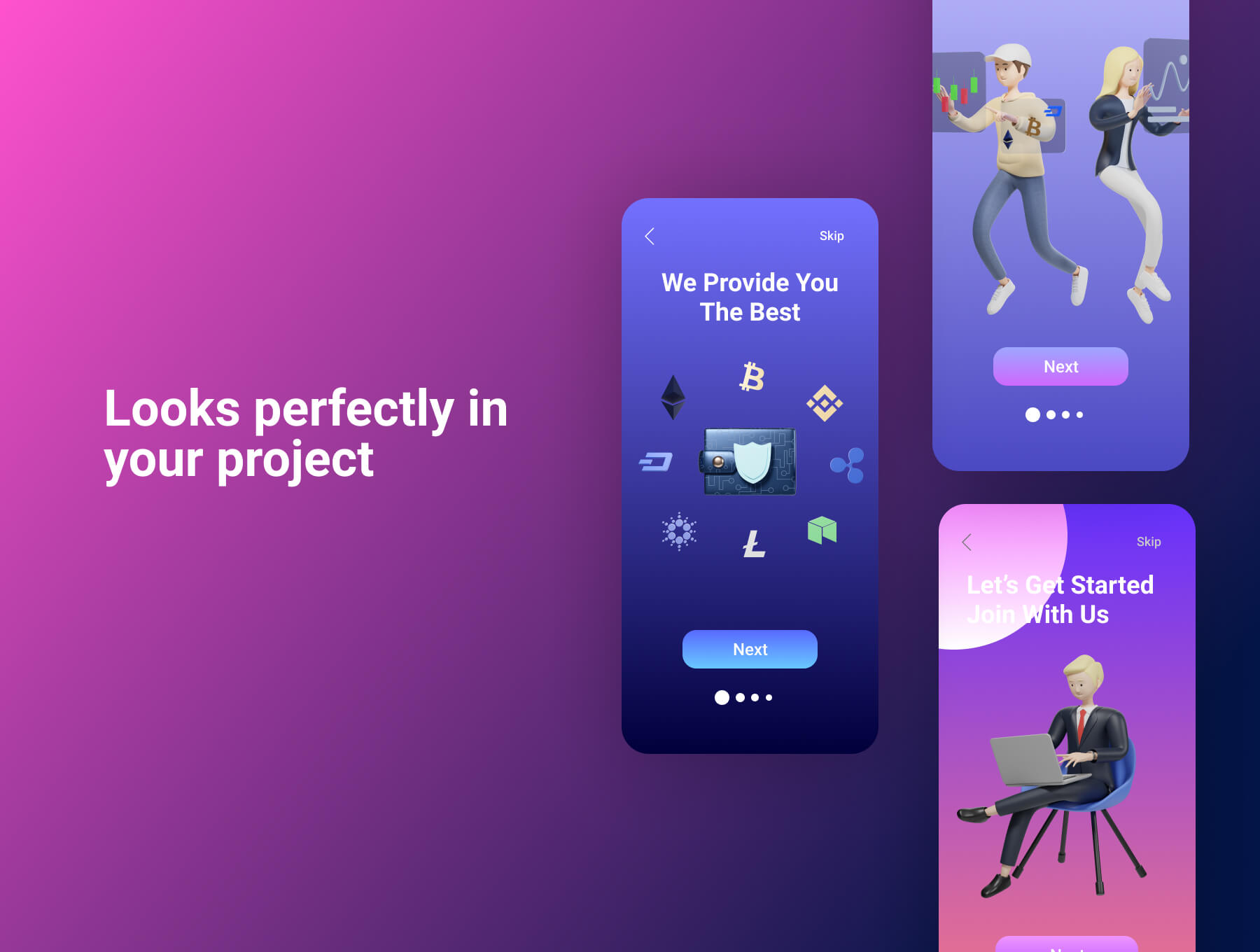 8种不同角色3D元素对象3D角色包加密插图素材