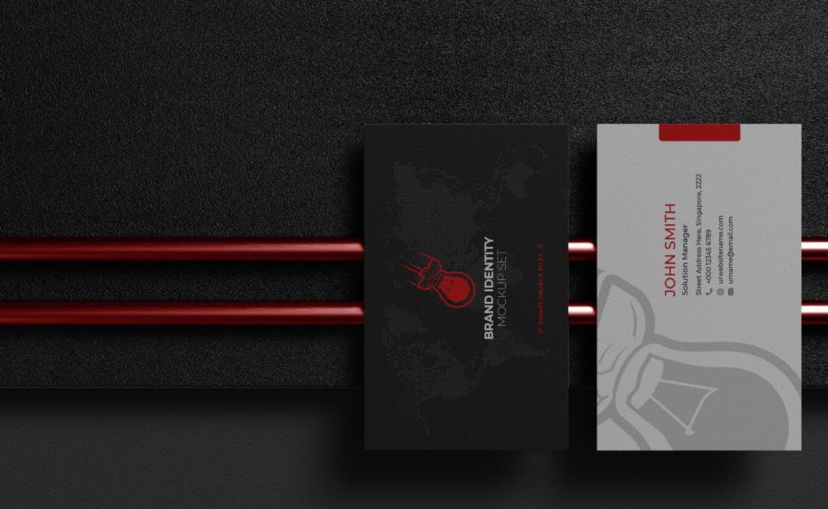 15个黑色高端名片设计VI样机PSD素材模型