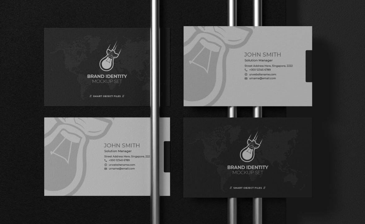 15个黑色高端名片设计VI样机PSD素材模型