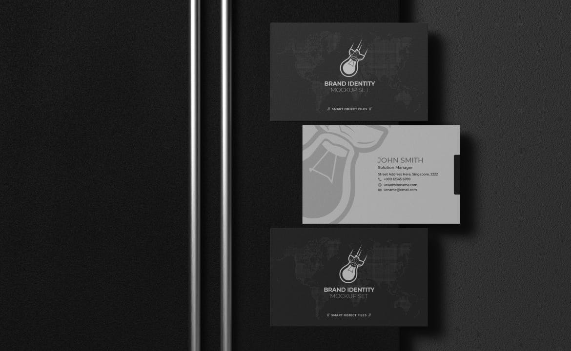 15个黑色高端名片设计VI样机PSD素材模型