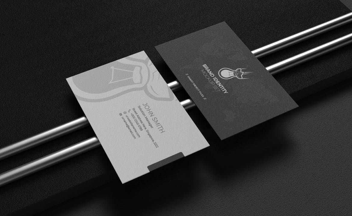 15个黑色高端名片设计VI样机PSD素材模型