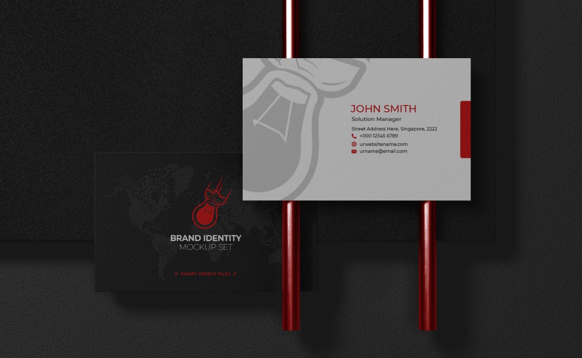15个黑色高端名片设计VI样机PSD素材模型