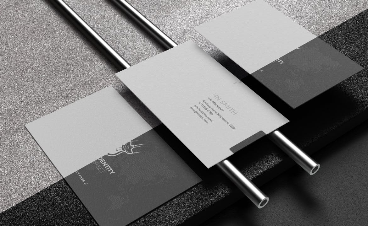 15个黑色高端名片设计VI样机PSD素材模型