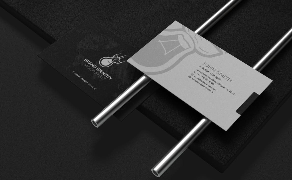 15个黑色高端名片设计VI样机PSD素材模型