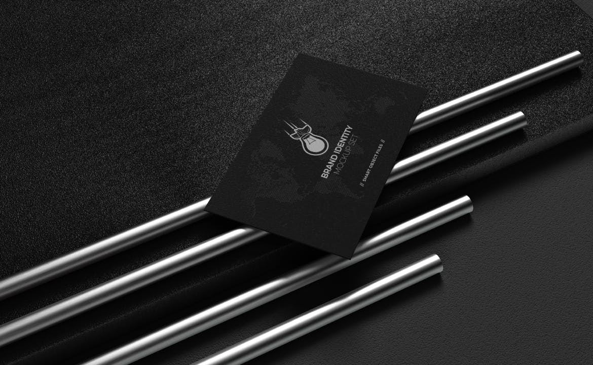15个黑色高端名片设计VI样机PSD素材模型