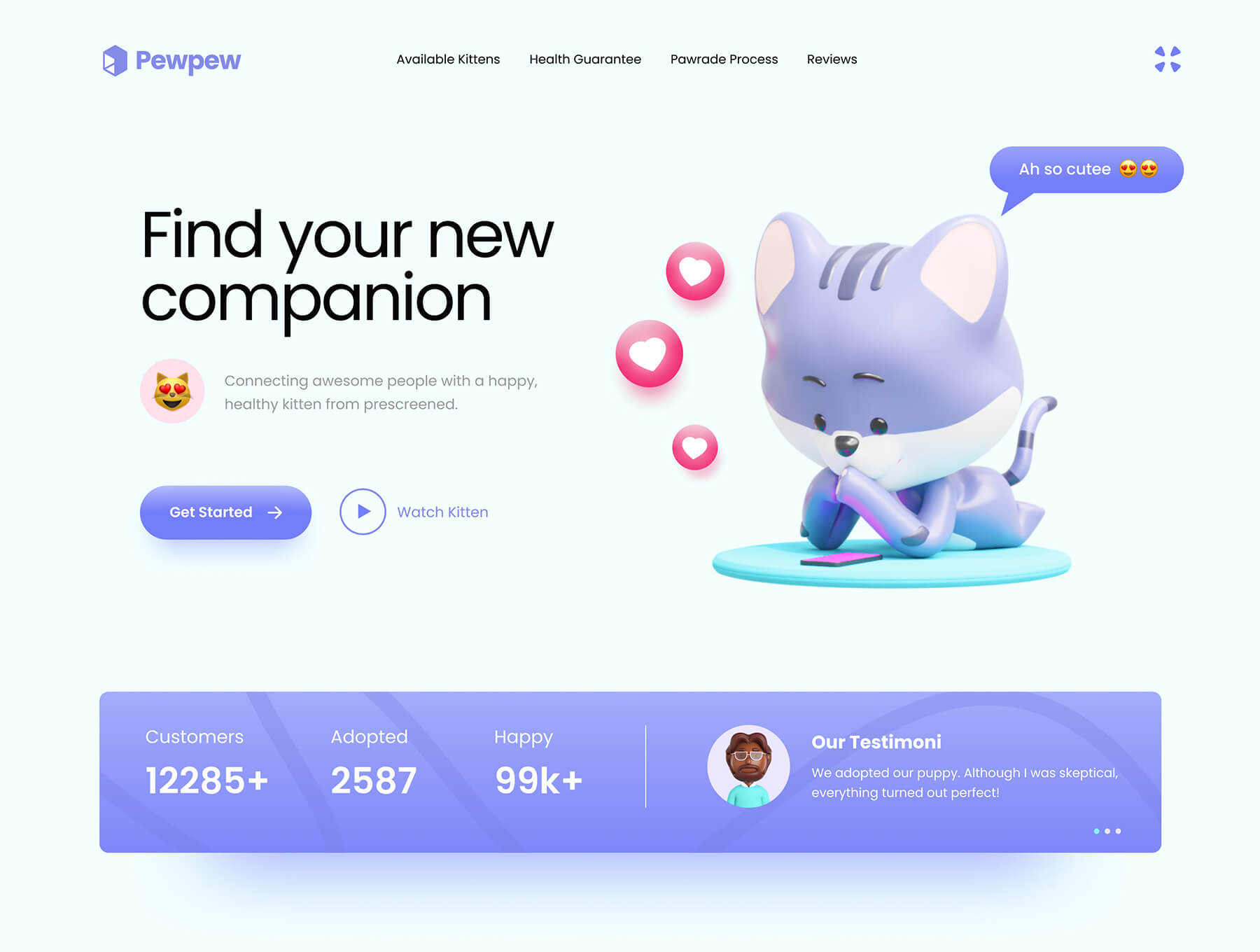 6种不同姿势的可爱3D动物素材