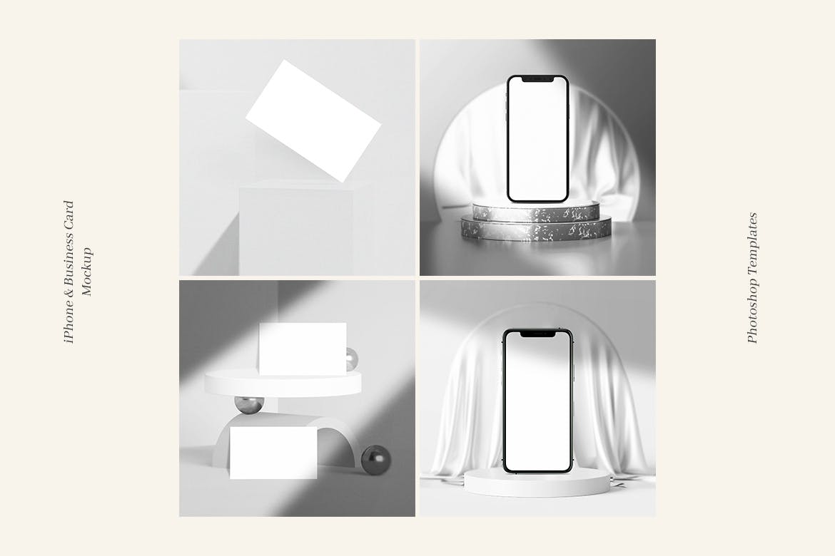 一套逼真iPhone名片设计VI样机PSD素材模型