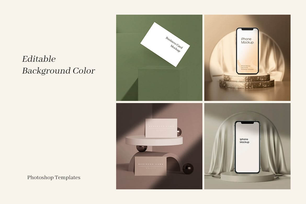 一套逼真iPhone名片设计VI样机PSD素材模型