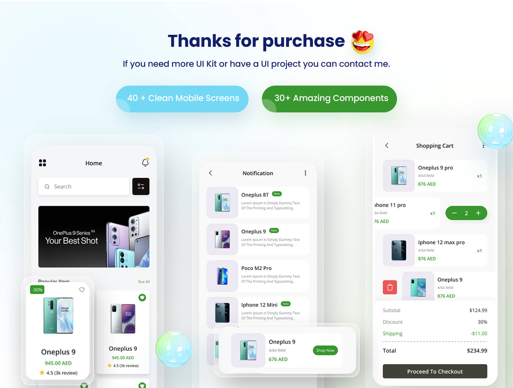 35个绿色高端电商电子商务手机移动APP UI KIT素材包