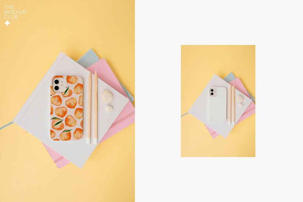 创意生活场景手机壳图案设计展示PSD样机素材