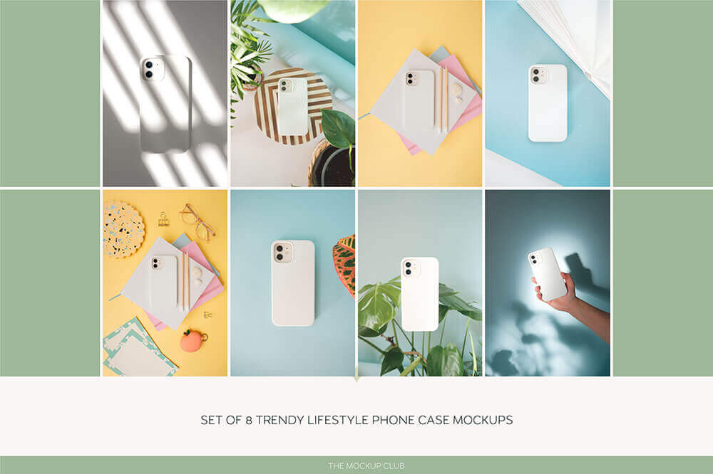 创意生活场景手机壳图案设计展示PSD样机素材