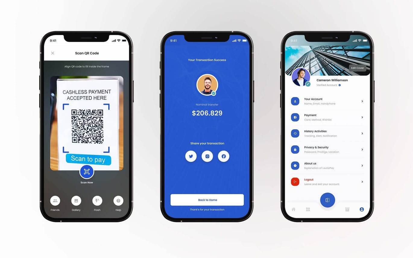 一套蓝色主题金融理财类APP UI Kit素材