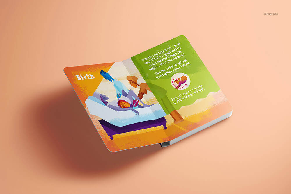 儿童卡通可爱厚页书籍样机PSD素材包