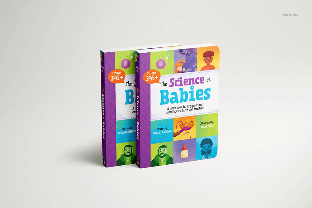 儿童卡通可爱厚页书籍样机PSD素材包