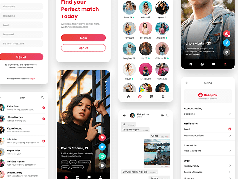 31个交友约会类粉色APP UI KIT素材包