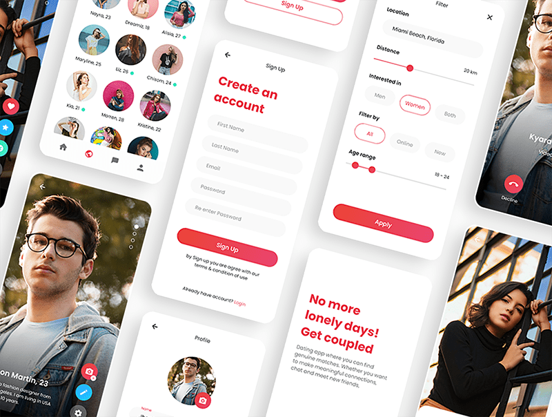 31个交友约会类粉色APP UI KIT素材包