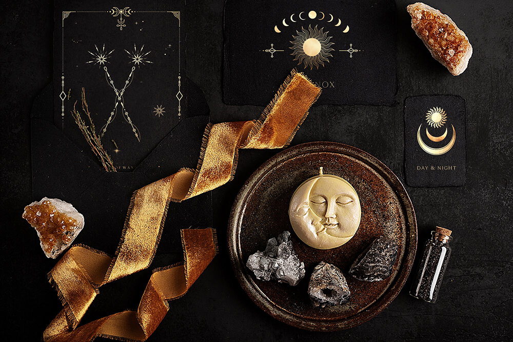 神秘的魔法古老占卜星座元素系列插画素材包