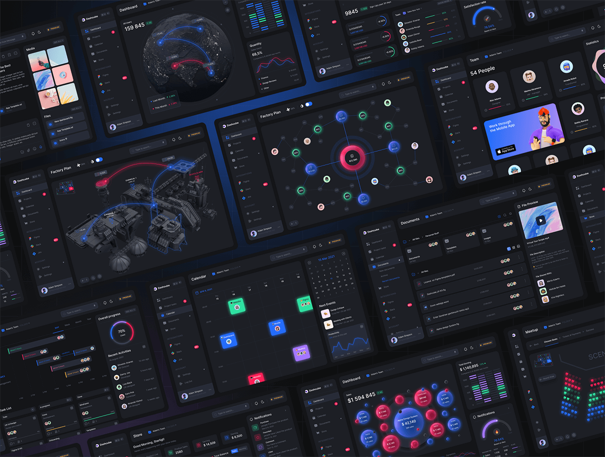 深色酷炫风格B端后台管理中台设计素材模板