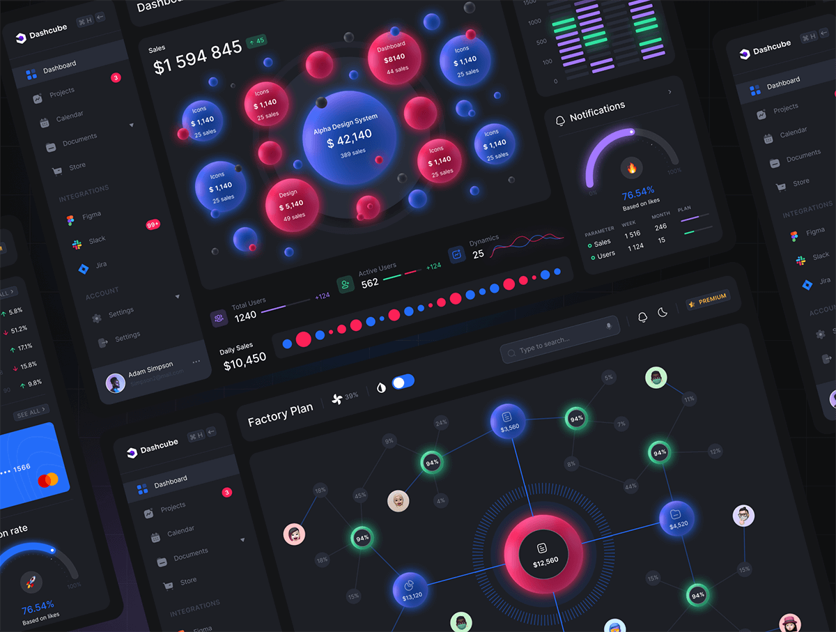 深色酷炫风格B端后台管理中台设计素材模板