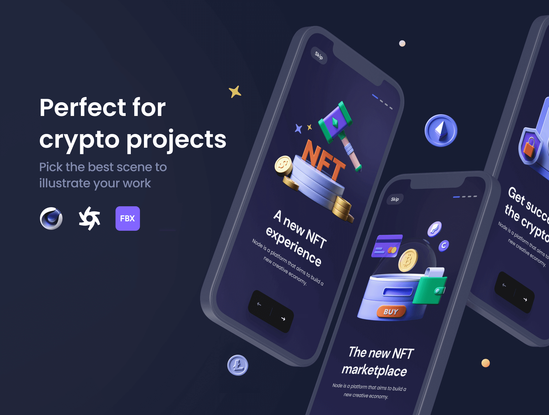 15个金融主题相关的C4D模型OC渲染素材