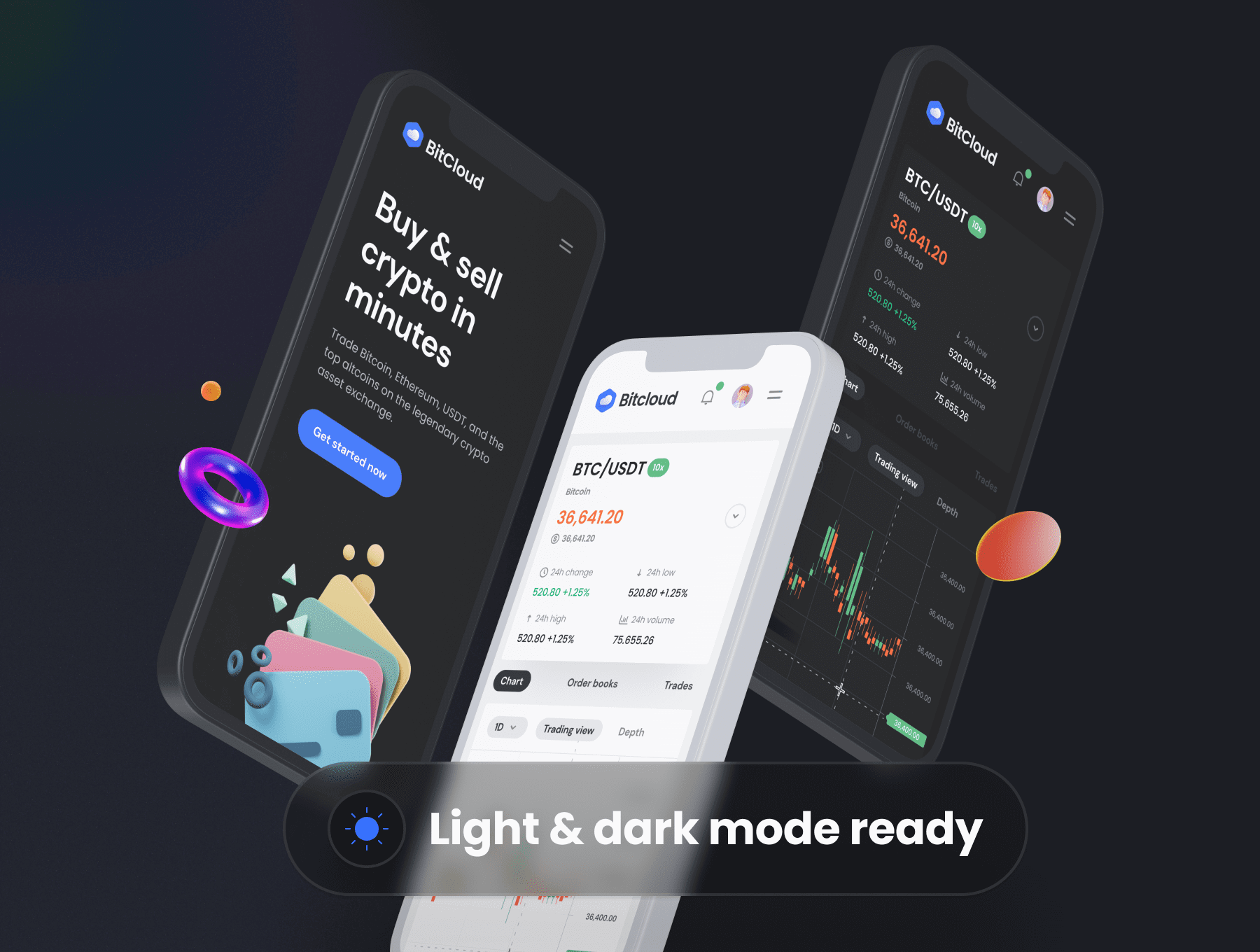 400个超全面黑色加密货币金融交易主题UI界面素材包