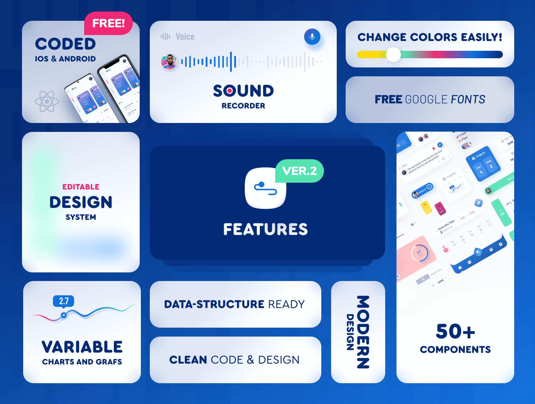 30个风格独特的蓝色数据类APP UI界面素材包