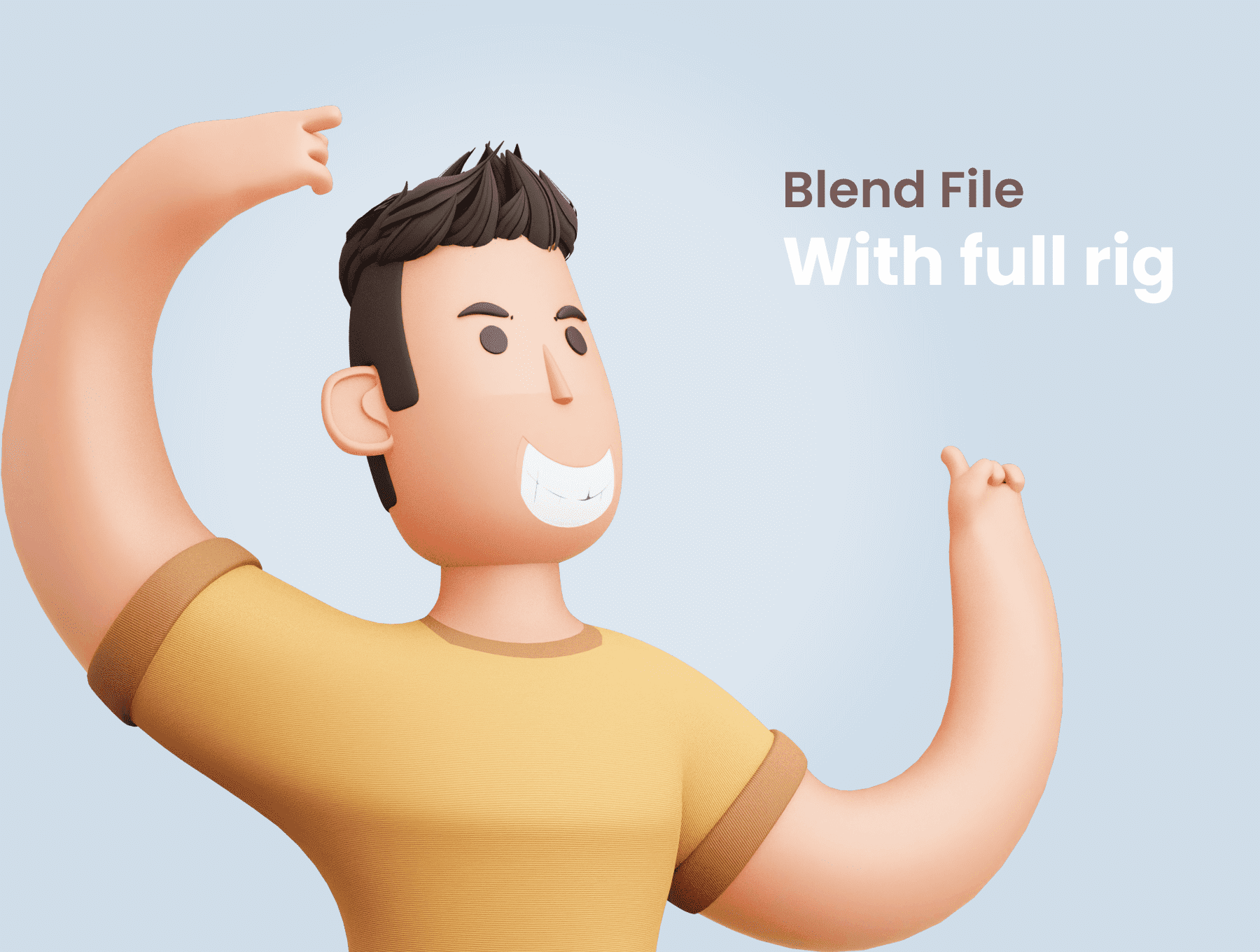 21个不同姿势的3D卡通人物插画素材包