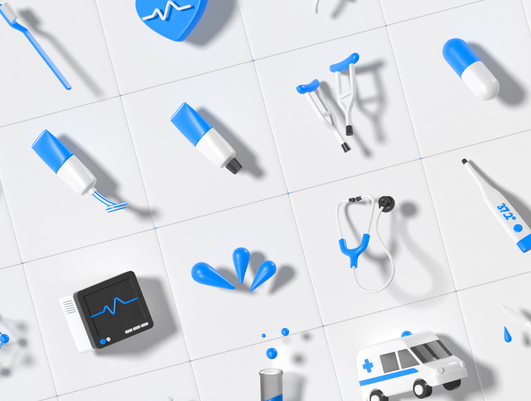 40个医药医疗相关3D元素BLENDER图标素材包