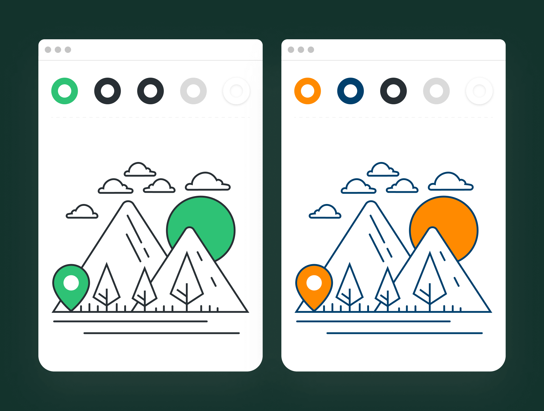 100个绿色线性清新矢量插图素材包